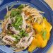 Noodles with Roast Pork and Almond Sauce with Honey Oranges