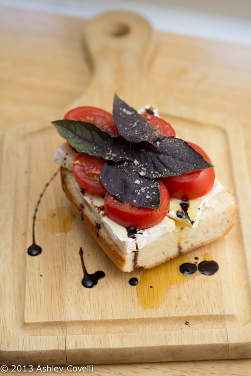 Brie, Tomato and Purple Basil Sandwich with Aged Balsamic