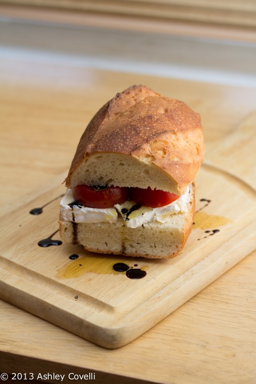 Brie, Tomato and Purple Basil Sandwich with Aged Balsamic