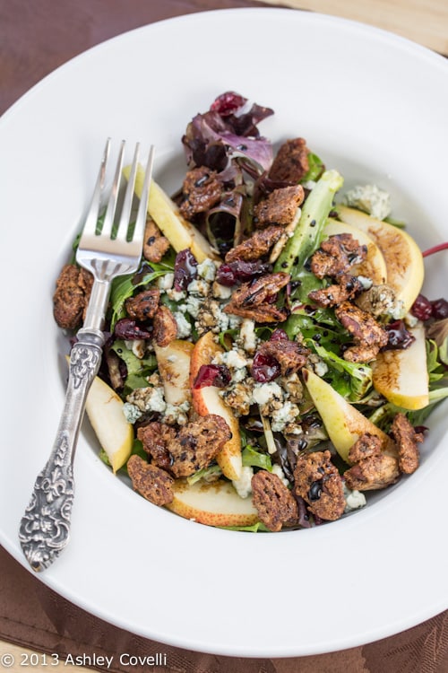 Chipotle Chile Candied Pecan, Dried Cranberry, and Crumbled Blue Cheese Salad