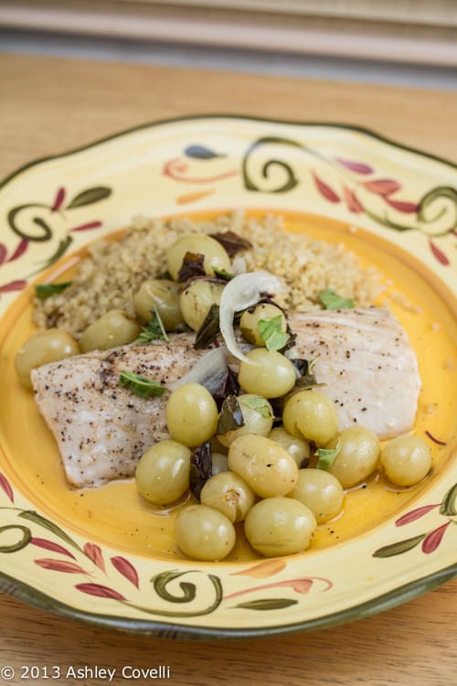 Mahi Mahi with Roasted Grapes and Basil