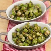 Roasted Okra: Just 3 pantry staples turn fresh okra into a deliciously golden, nutty side dish or snack. This roasted okra recipe is simple, quick, and delicious.