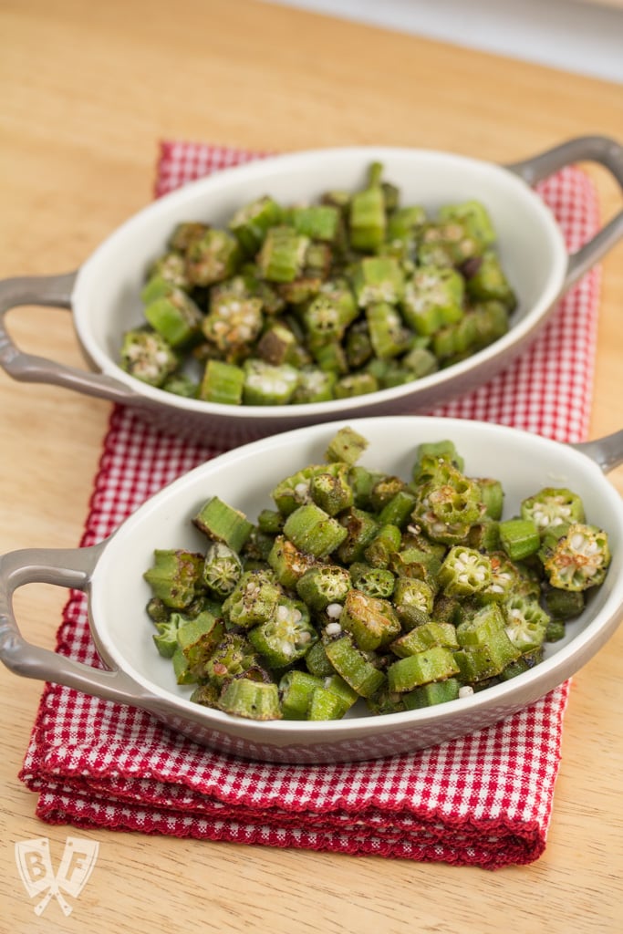 Roasted Okra: Just 3 pantry staples turn fresh okra into a deliciously golden, nutty side dish or snack. This roasted okra recipe is simple, quick, and delicious.