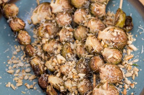Balsamic-Roasted Brussels Sprouts with Pine Nuts and Parmesan