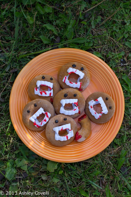 Vampire Pumpkin Cake Doughnuts