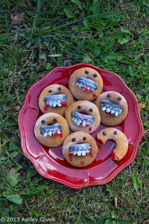 Zombie Pumpkin Cake Doughnuts