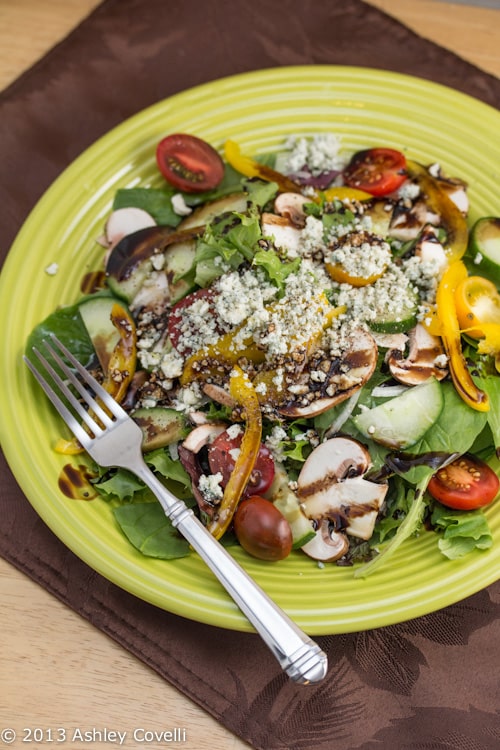 Mixed Green Salad with Veggies, Blue Cheese and Aged Balsamic