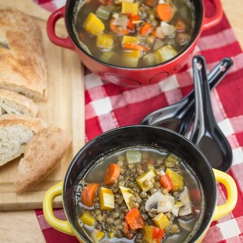 Hearty Delicata Squash and Lentil Soup