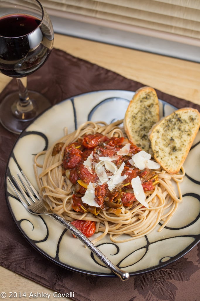 Linguine with Tomato and Summer Squash Sauce