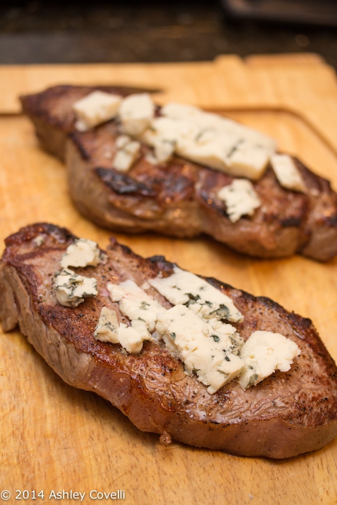 Cast Iron Strip Steak with Danish Blue Cheese