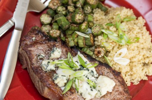 Cast Iron Strip Steak with Danish Blue Cheese