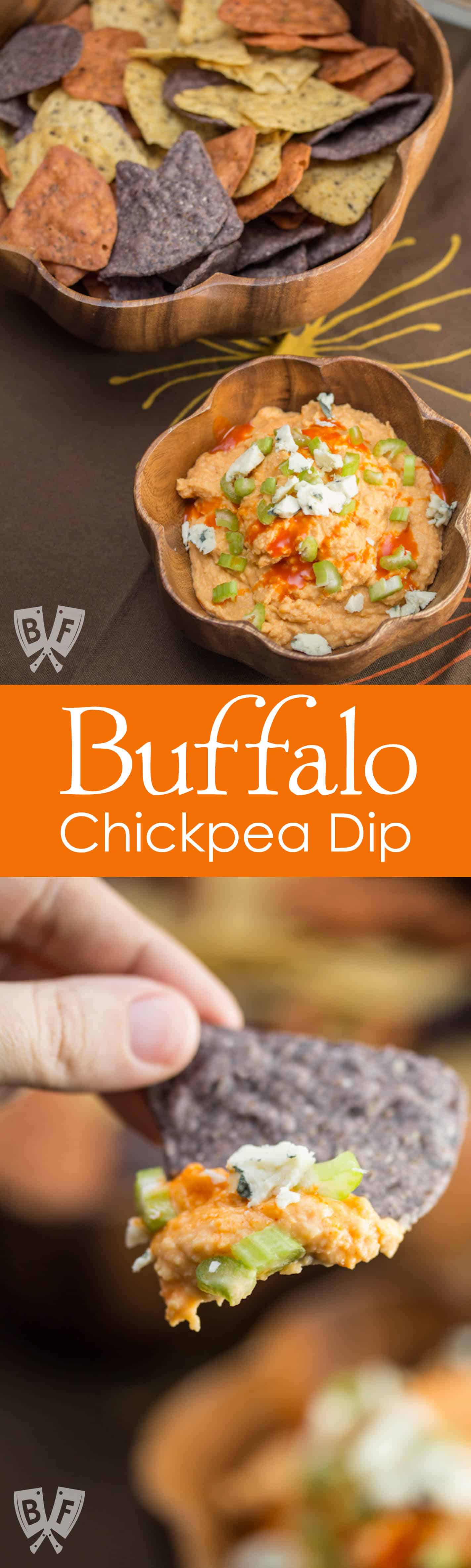 Buffalo Chickpea Dip: Two of the most in demand Super Bowl snacks have to be Buffalo wings and hummus. But why pick between spicy and smooth when you can have the best of both worlds? #StonyfieldBlogger #ad