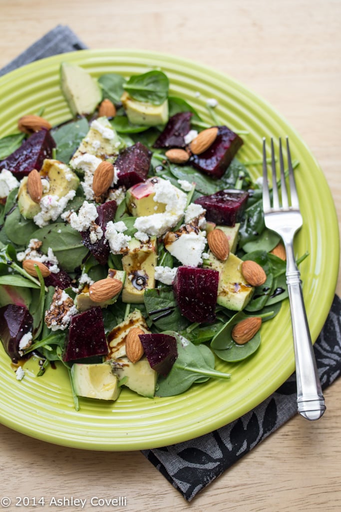 Green and Red Salad with Goat Cheese and Raw Almonds