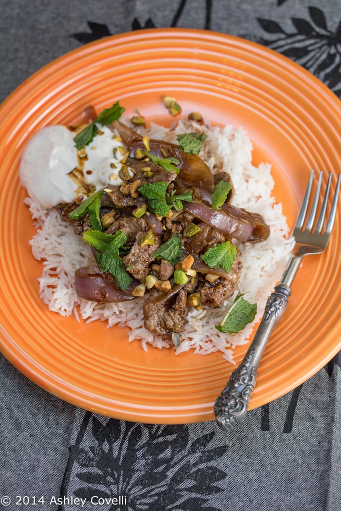 Lamb Stir-Fry with Pomegranate and Yogurt