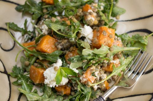 Spiced Butternut Squash, Lentil, and Goat Cheese Salad