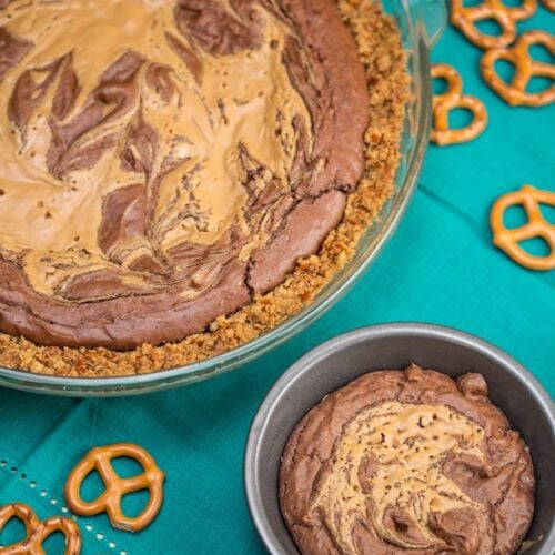 Peanut Butter Brownie Pie with a Pretzel Crust