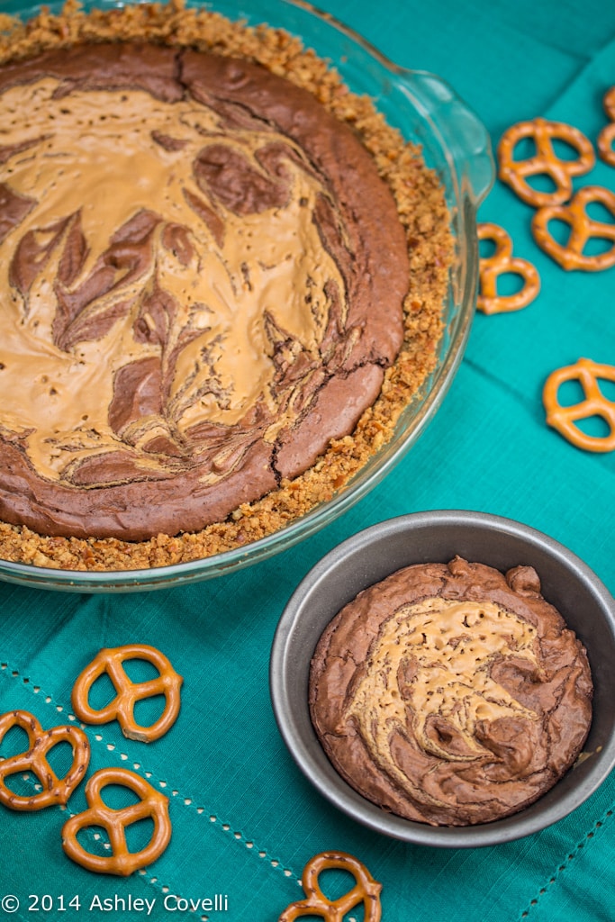 Peanut Butter Brownie Pie with a Pretzel Crust