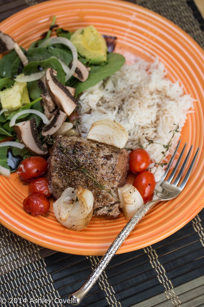 Pan-Roasted Pork Tenderloin with Balsamic Tomatoes