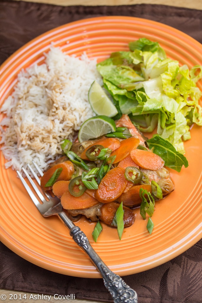 Foil Packet Salmon with Spicy Carrots