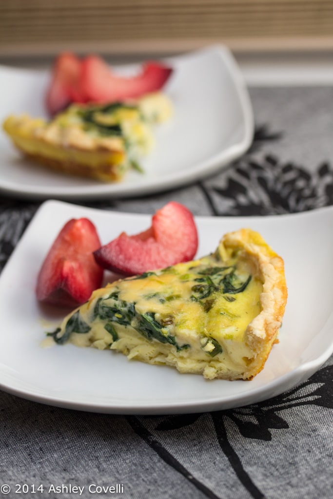 Spinach, Green Onion, and Smoked Gouda Quiche