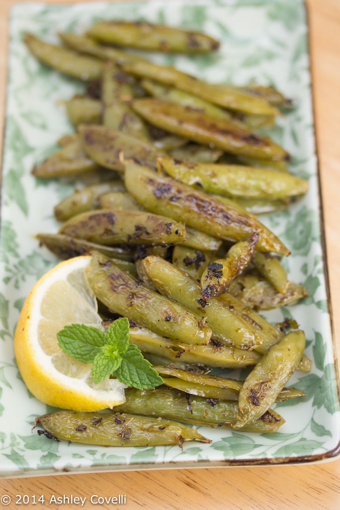 Roasted Sugar Snap Peas with Mint + Sea Salt