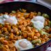 Baked Eggs with Sweet Potato and Brussels Sprouts Hash