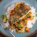 Pan-Fried Barramundi with Zahatar Over Harissa Glazed Vegetables