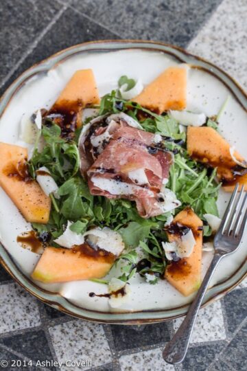 Cantaloupe, Prosciutto and Shaved Parmesan Salad