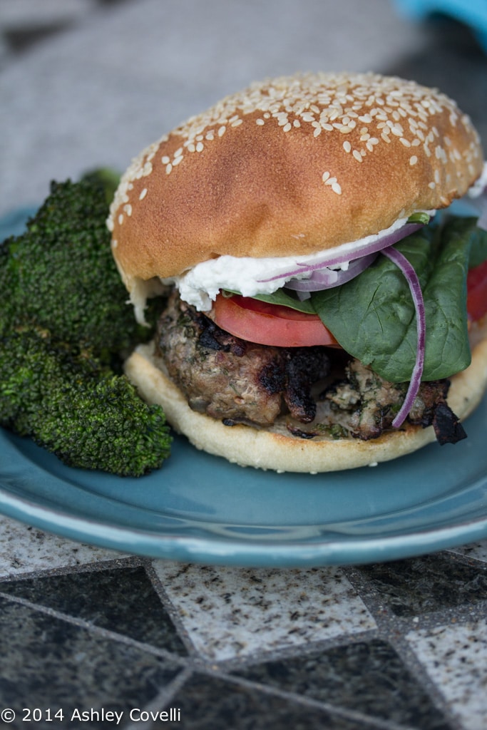Lamb Burgers with Pickled Feta Spread