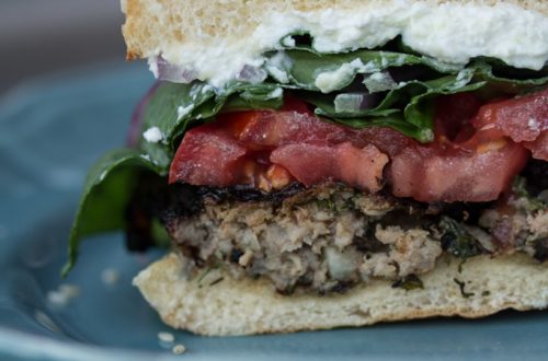 Lamb Burgers with Pickled Feta Spread