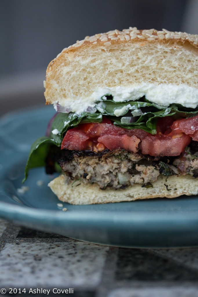 Lamb Burgers with Pickled Feta Spread