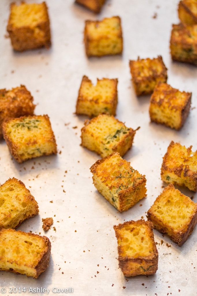 Gazpacho with Basil Cornbread Croutons