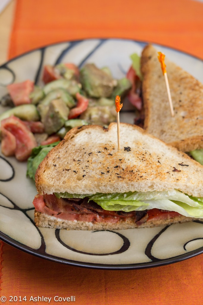 Classic B.L.T. Sandwiches with Tomato, Avocado & Cucumber Salad