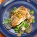 Chicken & Snow Pea-Radish Sauté with Candied Pistachios