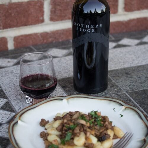 Wild Mushrooms and Grass-Fed Beef Over Gnocchi