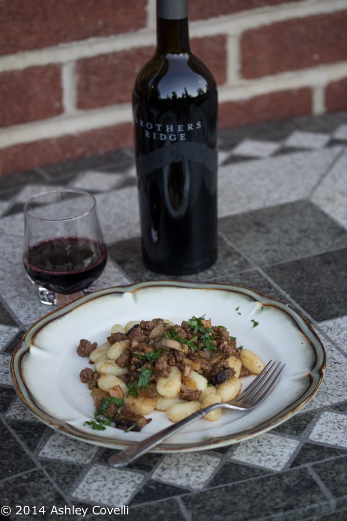 Wild Mushrooms and Grass-Fed Beef Over Gnocchi