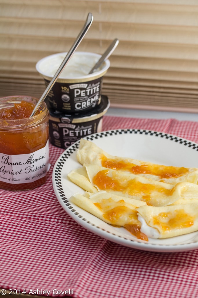 Vanilla Bean Crème Filled Crepes with Apricot Preserves