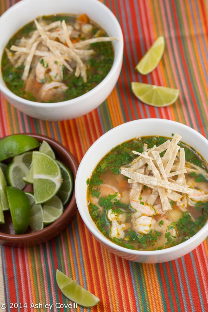 Smoky Shrimp, Hominy and Tortilla Soup