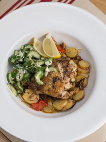 Greek-Style Braised Chicken Thighs with Fingerling Potatoes