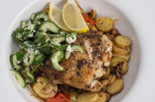 Greek-Style Braised Chicken Thighs with Fingerling Potatoes