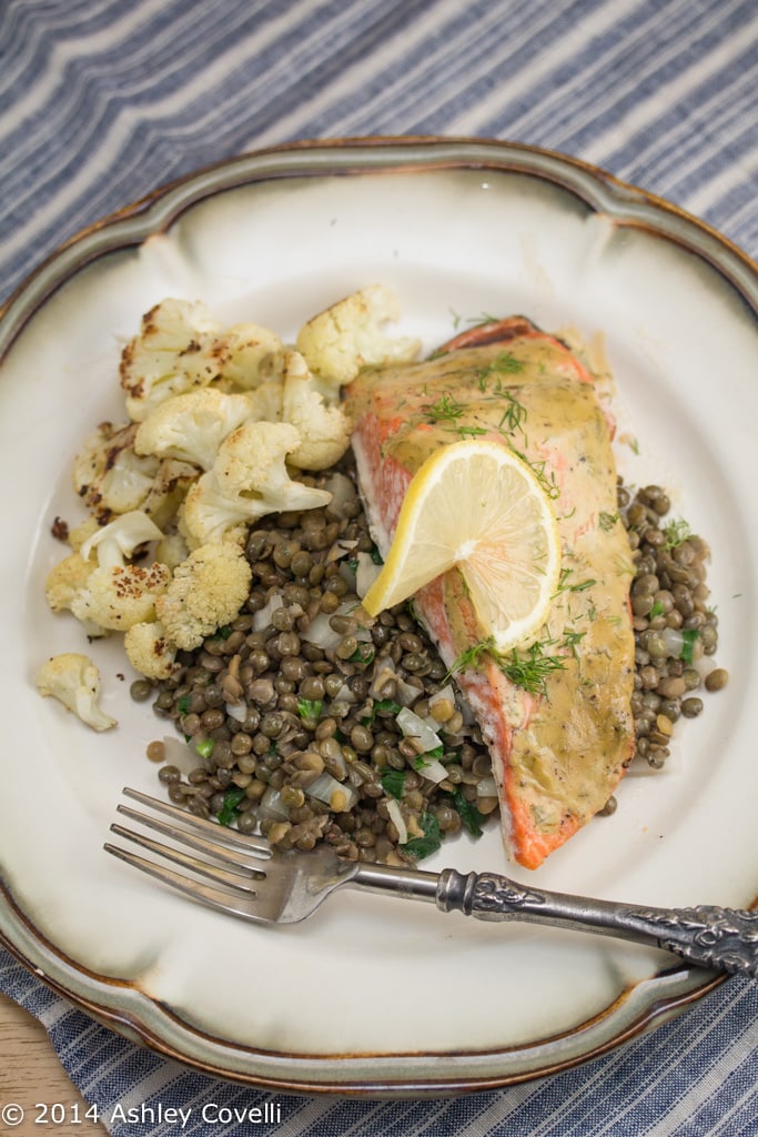 Mustard-Glazed Salmon Fillets with Roasted Cauliflower