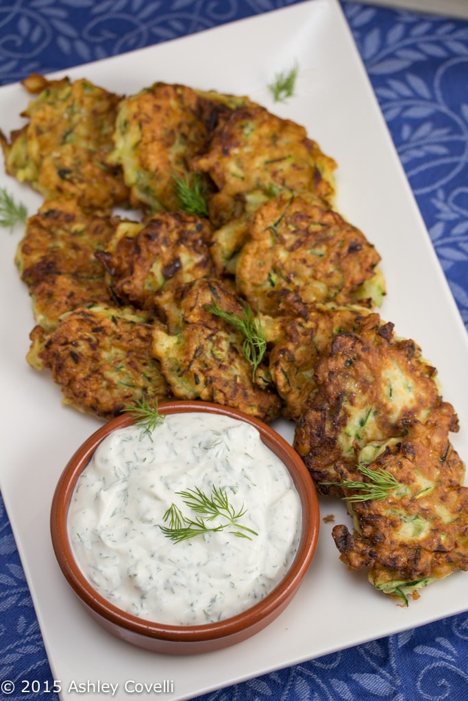 Zucchini Fritters with Yogurt-Dill Sauce