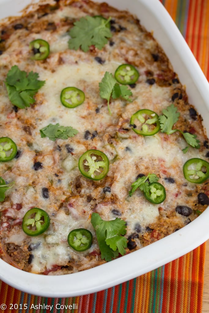 Mexican-Style "Rice" & Beef Casserole with Black Beans & Monterey Jack Cheese