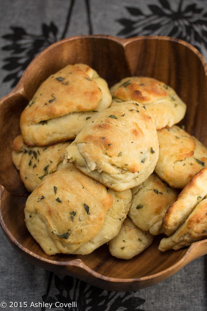 30 Minute Sage and Onion Parker House Rolls