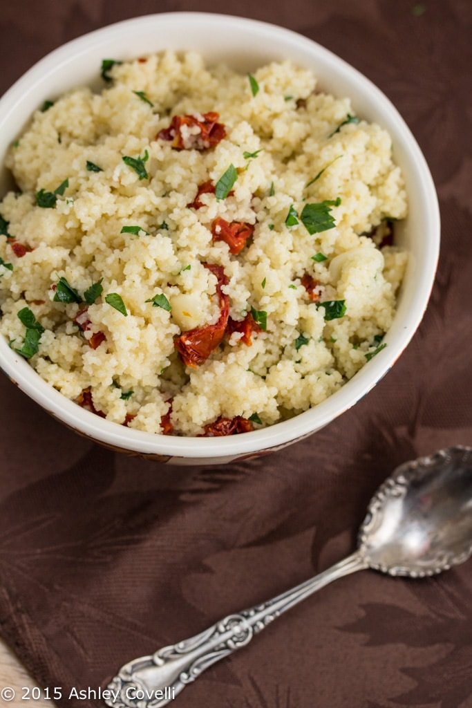 Garlicky Sun-dried Tomato Studded Couscous