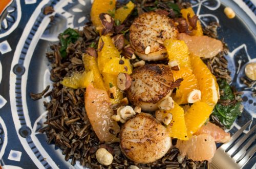 Seared Scallops with Citrus Trio + Wild Rice