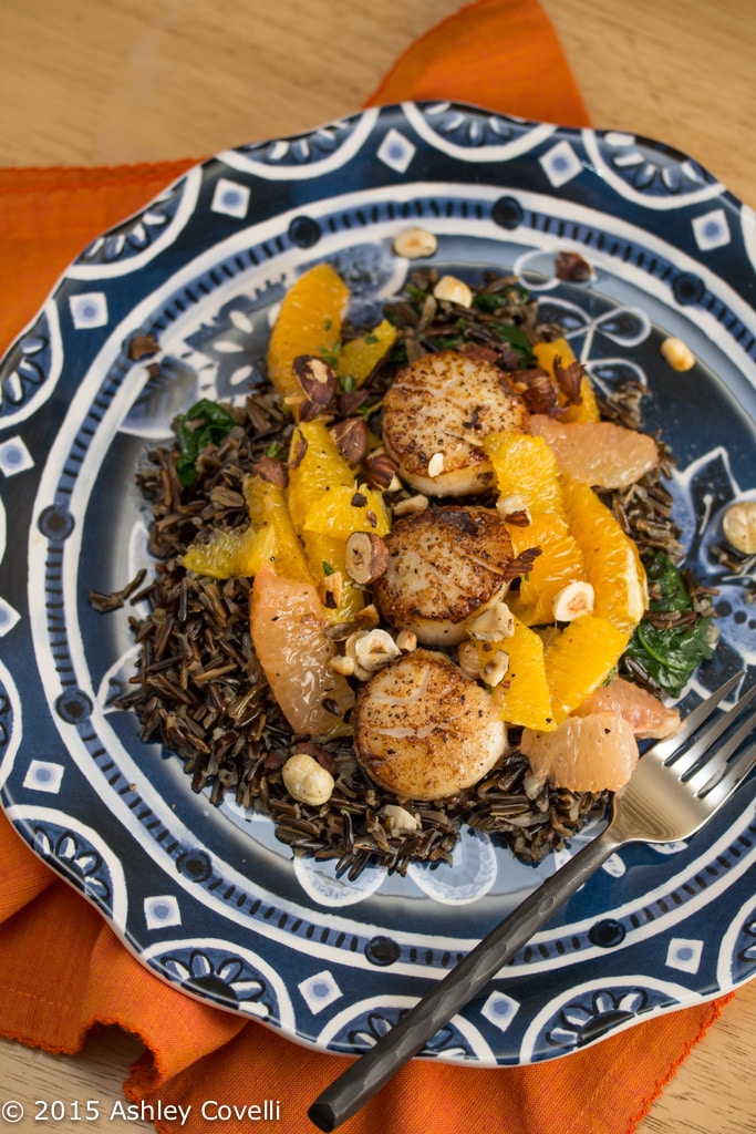 Seared Scallops with Citrus Trio + Wild Rice