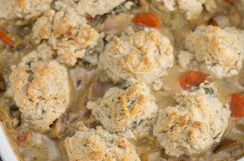 Chicken & Sage Biscuit Pot Pie with Cremini Mushrooms & Purple Top Turnip