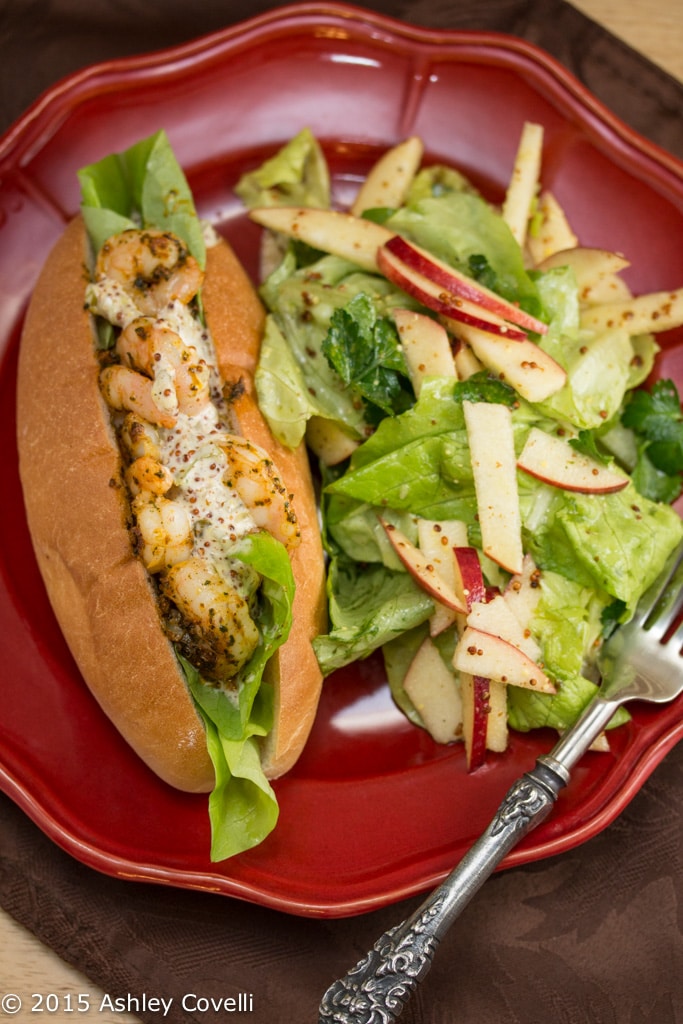 Shrimp Po' Boy Sandwiches with Butter Lettuce & Apple Salad