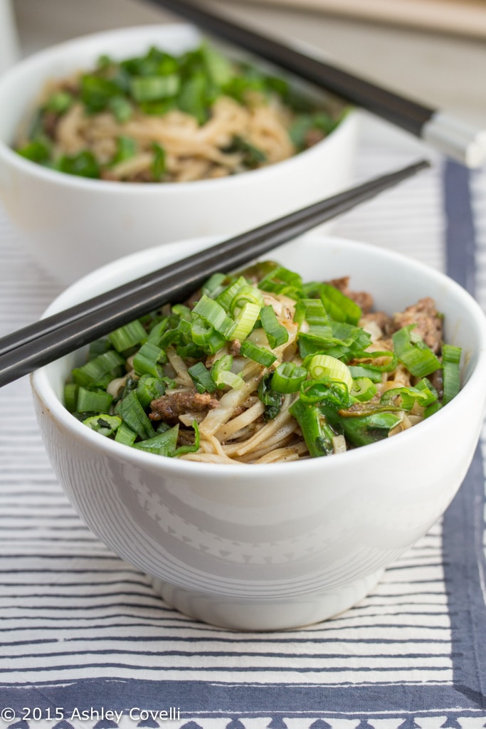 Orange Beef Lo Mein with Gai Lan & Napa Cabbage